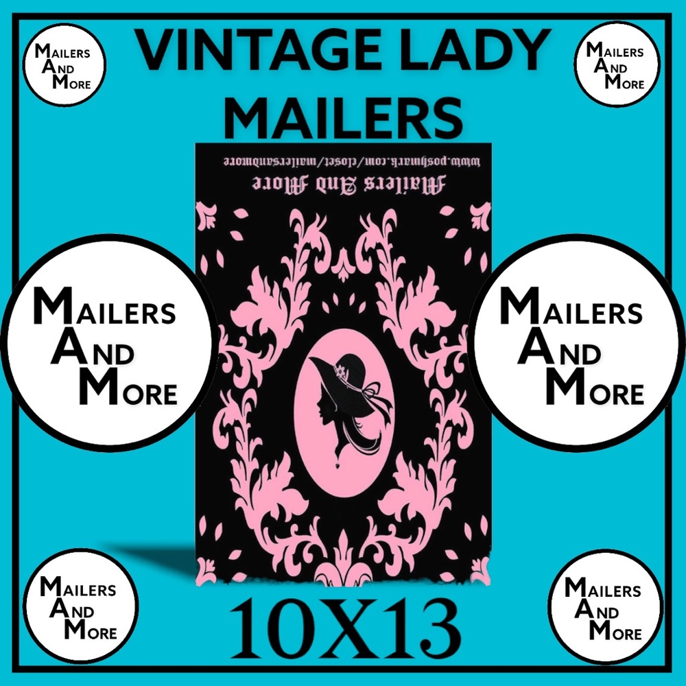 50 10X13 Poly Mailers Pink Vintage Lady Envelopes PRICE IS FIRM - Picture 4 of 7